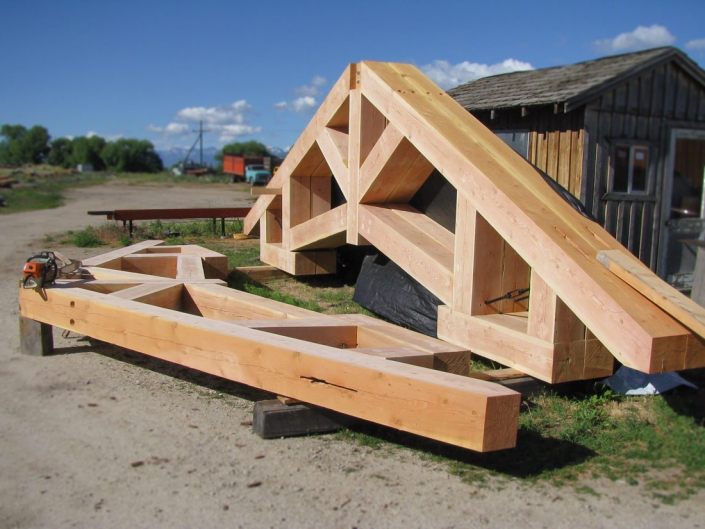 timber frame trusses at montana timber structures